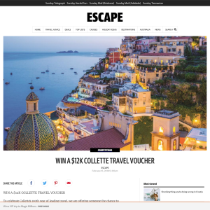 Win a $12,000 Collette Travel voucher