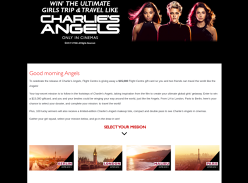Win a $15,000 Flight Centre Gift Card +/- 1 of 100 Charlie's Angels Prize Packs