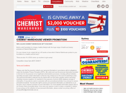 Win a $2,000 Chemist Warehouse Gift Voucher or 1 of 10 $100 Chemist Warehouse Gift Vouchers