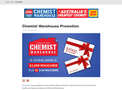 Win a $2,000 Chemist Warehouse gift voucher!