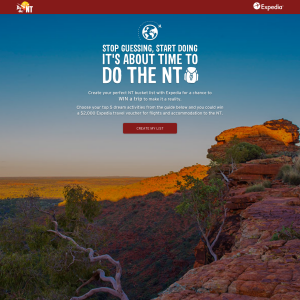 Win a $2,000 Expedia travel voucher for flights & accommodation to the NT!