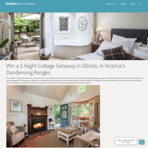 Win a 2-Night Cottage Getaway in Olinda, in Victoria's Dandenong Ranges