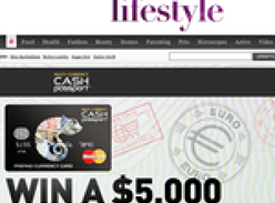 Win a $5,000 around the world online shopping spree + 1 of 4 $100 pre-loaded cash passports!