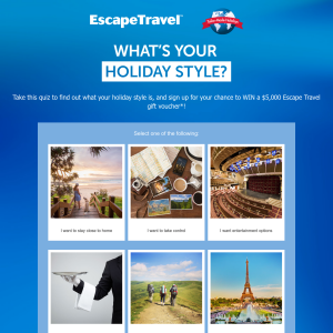 Win a $5,000 'Escape Travel' voucher!