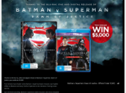 Win a $5,000 VISA gift card or 1 of 20 copies of 'Batman vs Superman' on DVD!