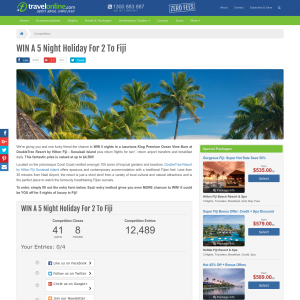 Win a 5 Night Holiday For 2 To Fiji