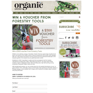 Win a $500 voucher from Forestry Tools!