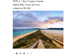 WIN a 7 Day Cosmos Tassie Quick Bite Tour for Two