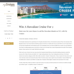 Win a 7 night Hawaiian Island Cruise for 2