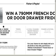 Win a 790mm Fisher & Paykel French door on door drawer fridge!