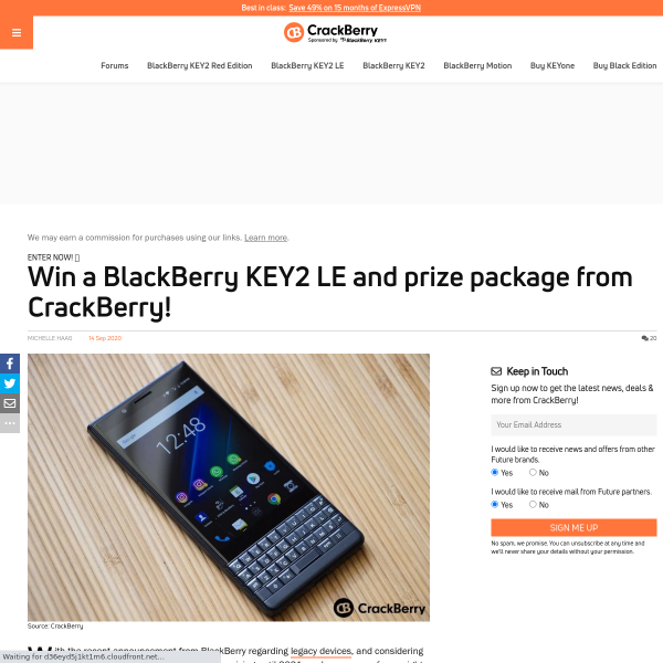 Win a BlackBerry KEY2 LE & BlackBerry Gear
