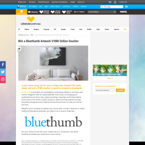 Win a 'Bluethumb Artwork' $1,000 online voucher!