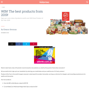 Win a box of products worth over $120 from Product of the Year 2019