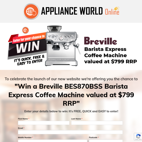 Win a Breville Barista Express Coffee Machine!