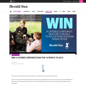 Win a catered Corporate Box for 10 people to AFLX