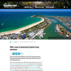 Win a coast to hinterland Sunshine Coast adventure!