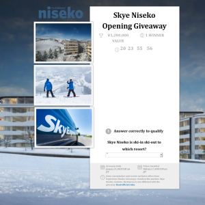Win a complete 3 night stay package in Skye Niseko in Winter 2018-19! (No Flights Included)