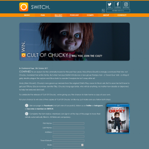 Win a copy of Cult of Chucky on bluray