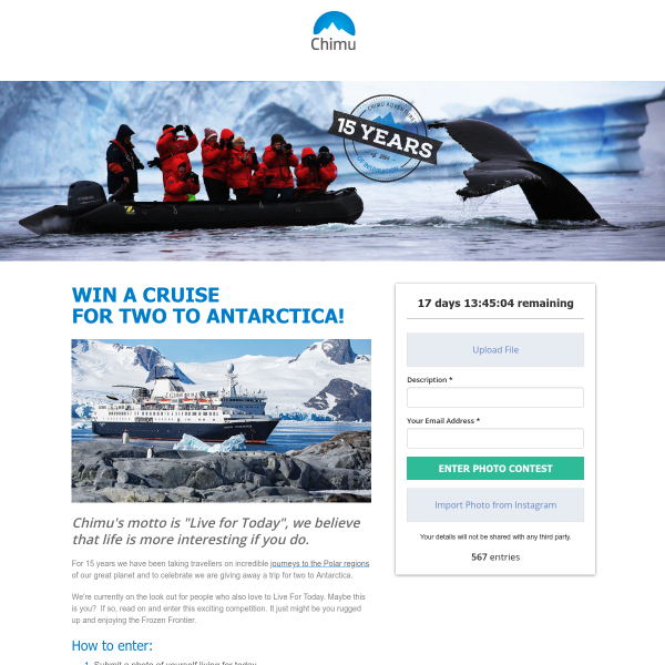 Win a Cruise for 2 to Antartica!