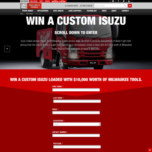 Win a custom ISUZU filled with $10,000 worth of Milwaukee tools!
