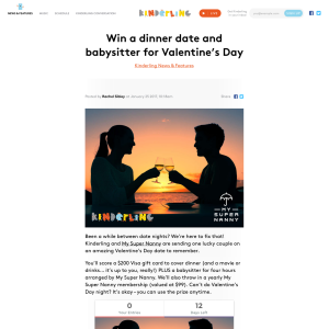 Win a dinner date & babysitter for Valentine's Day!