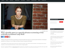Win a double pass to a special advance screening of the critically acclaimed Lady Bird