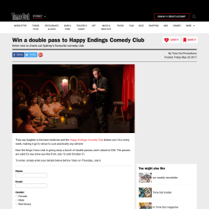 Win a double pass to 'Happy Ending' Comedy Club! (Flights & Accommodation NOT Included)