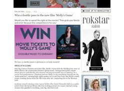 Win a double pass to the new film 'Molly's Game'