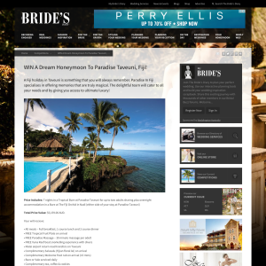 Win a dream honeymoon to Paradise Taveuni, Fiji!