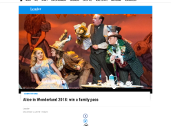 Win a family pass to Alice in Wonderland 2018