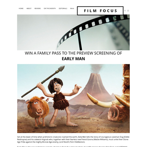 Win a family pass to the preview screening of Early Man