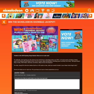 Win a family pass to the Sydney Royal Easter show & a Nickelodeon showbag pack