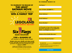 Win a family trip to LEGOLAND California Resort or 1 of 1,000 family movie passes to see 'The LEGO Batman Movie'! (Purchase Required)