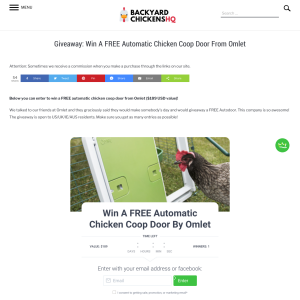 Win A FREE Automatic Chicken Coop Door Omlet