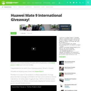 Win a Huawei Mate 9 smartphone!