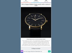 Win a Hugue Modern Swiss watch with a value of $339
