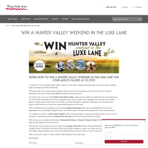 Win a Hunter Valley Weekend for 4