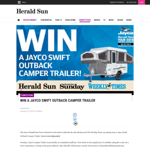 Win a Jayco Swift Outback Camper Trailer