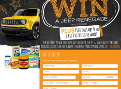 Win a JEEP Renegade + $500 instant win cash prizes to be won!
