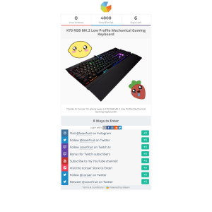Win a K70 RGB MK.2 Low Profile Mechanical Gaming Keyboard Win a K70 RGB MK.2 Low Profile Mechanical Gaming Keyboard