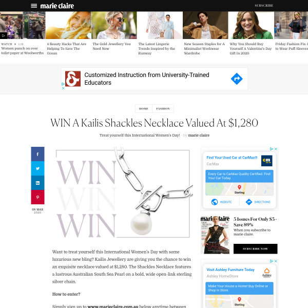 Win a Kailis Jewellery Silver Shackles Necklace