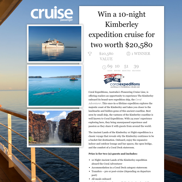 Win a Kimberley Expedition Cruise for 2
