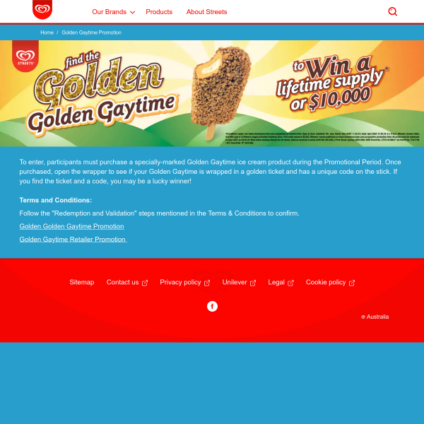 Win a lifetime of Golden Gaytimes or $10000 cash