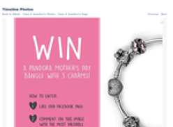 Win a limited edition engraved PANDORA bangle with 2015 Mother's Day charms!
