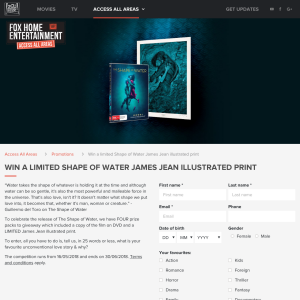 Win a limited Shape of Water James Jean illustrated print