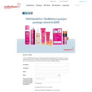 Win a ModelCo & Red Balloon pamper package, valued at $250!