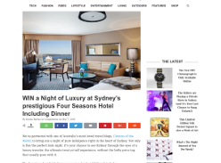 Win a Night of Luxury at Sydney’s prestigious Four Seasons Hotel Including Dinner