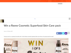 Win a Raww Cosmetic Superfood Skin Care pack