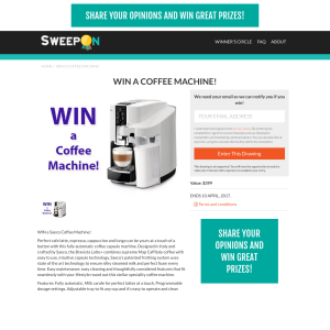 Win a Saeco Coffee Machine, valued at $399!