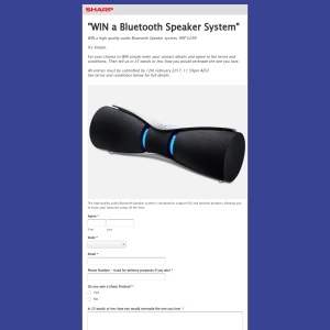 Win a Sharp bluetooth speaker system!